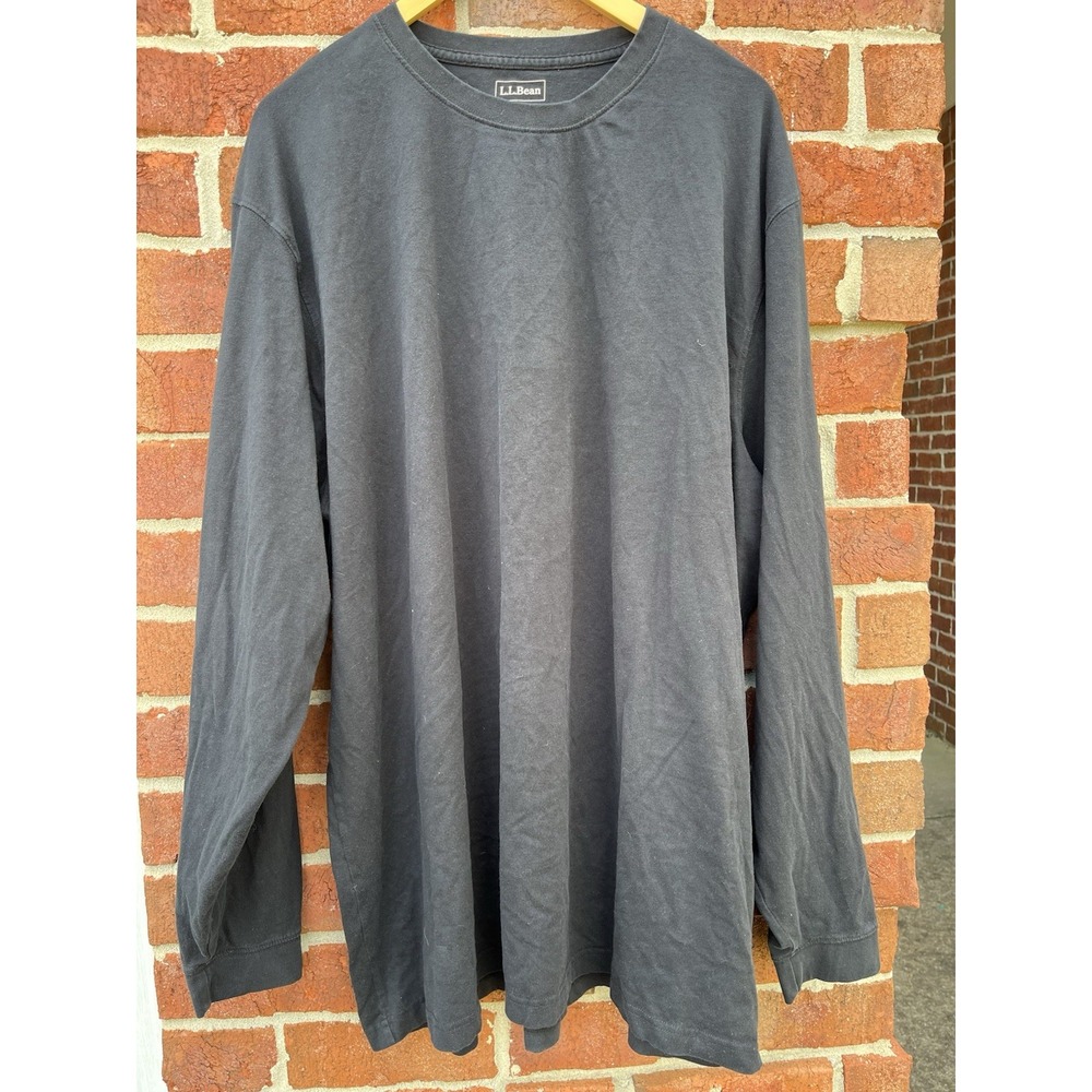 L.L.Bean Men's XXL Tall Traditional Fit Black Long Sleeve Crew Neck T-Shirt